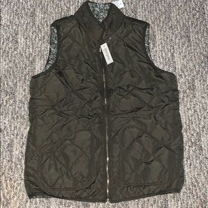 Reversible Quilted and Sherpa Olive Green Vest